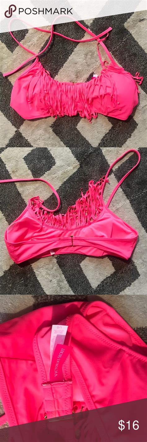 Victorias Secret Bright Pink Fringe Boho Bikini L Bikinis Boho