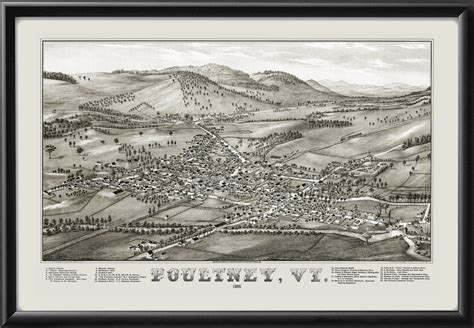 Poultney Vt Restored Map Vintage City Maps