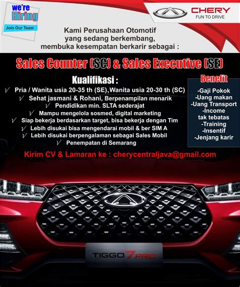 Lowongan Kerja Sales Counter SC Sales Executive SE Di Dealer