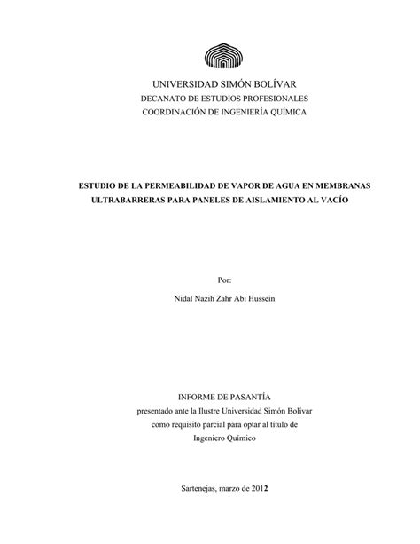 Estudio De La Permeabilidad De Vapor De Agua En Membranas