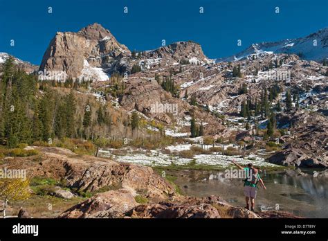 Hiking at Lake Lillian. Uintah-Wasatch-Cache National Forest, Wasatch Mountains near Salt Lake ...