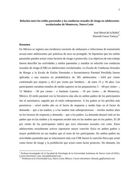 PDF Relación entre los estilos parentales y las conductas de