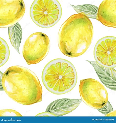 Watercolor Seamless Pattern Of Lemon Fruit Stock Vector Illustration Of Design Delicious