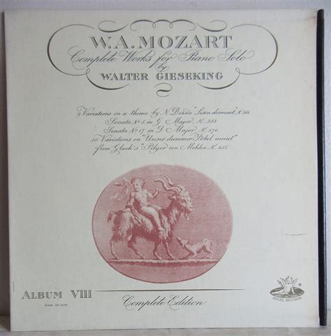 Amazon W A Mozart Walter Gieseking Complete Works For Piano