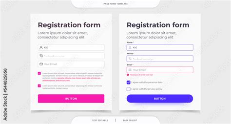 Set Ui Elements Web Registration Page Popup Form Subscribe Form