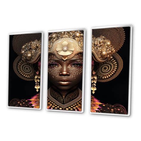 Designart Exquiste African Woman Design V African American Framed Canvas Wall Art Print 3