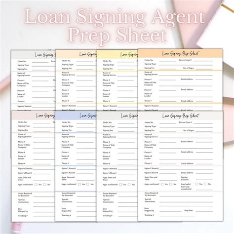 Loan Signing Agent Prep Sheet Notary Notary Marketing Etsy Loan