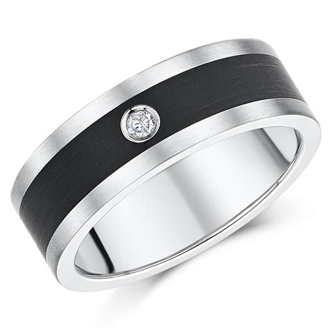 7mm Titanium Black Enamel Diamond Wedding Ring Band Titanium Rings At