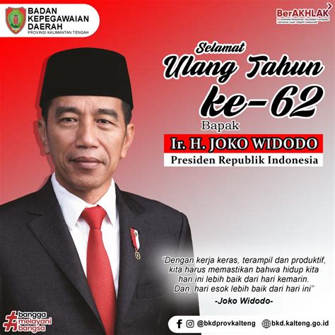 Selamat Ulang Tahun Ke 62 Ir H Joko Widodo Presiden Republik