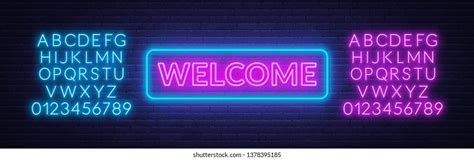 Neon Sign Welcome On On Black Stock Vector Royalty Free 1377174656 Shutterstock