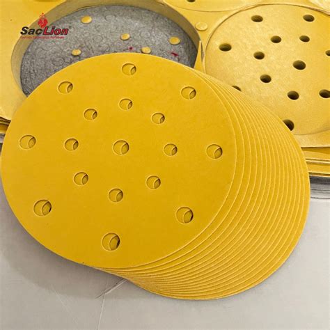 Inch Hole Gold Yellow Ceramic Coating Film Sandpaper Disc Hook