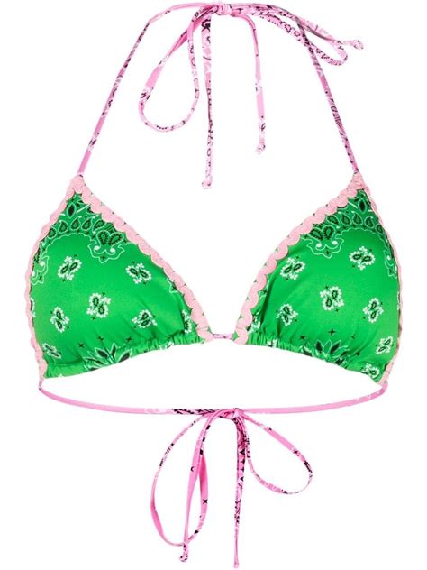 Mc Saint Barth Leah Bandana Print Bikini Top Farfetch