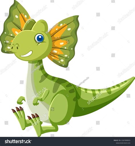 Cute Dilophosaurus Dinosaur Cartoon Illustration