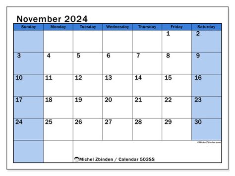 Calendar November Ss Michel Zbinden Nz