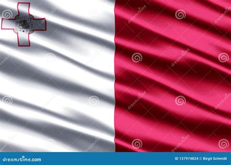 Ejemplo Realista De La Bandera De Malta Stock de ilustración