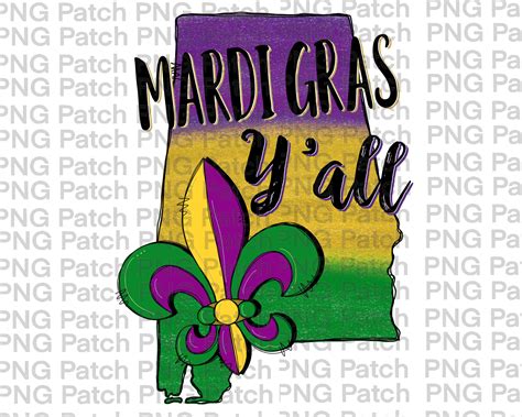 Mardi Gras Y'all Mobile Alabama Purple Yellow Green | Etsy