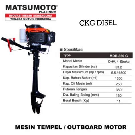 Jual Fer Mesin Tempel Outboard Motor Hp Tak Matsumoto Mob G