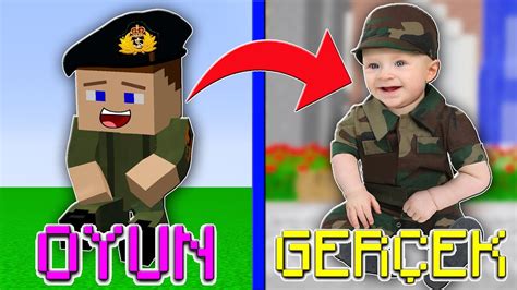 MİNECRAFT PARODİLERİ GERÇEK YÜZLERİ Bebek Asker Komutan Gerçek