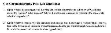 Solved Gas Chromatography Post Lab Questions Gas Chromatography Post Lab Course Hero