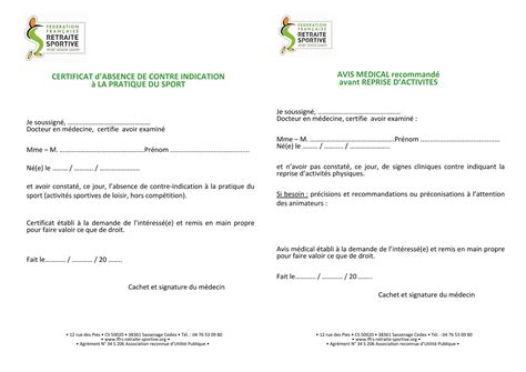 Le certificat médical à l inscription Séniors la santé par le