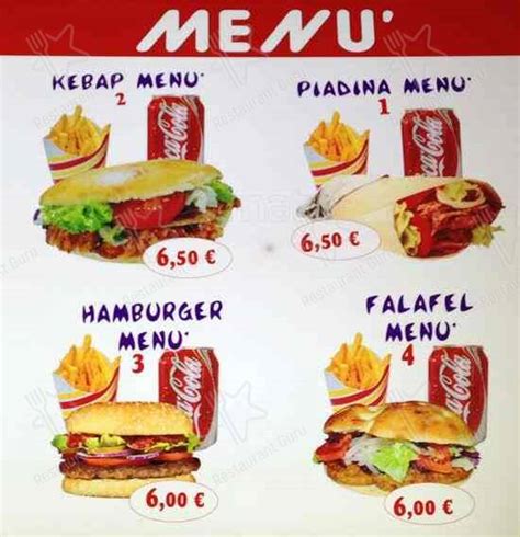 Menu At Mondial Kebab Restaurant Milan Via Della Moscova