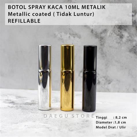 Jual Botol Spray 10ml Kaca Metalik Metalik Coated Travel Parfum Isi