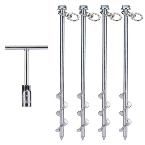 Buy Ground Anchors Screw in - 12 Inch Set of 4 - Tent Stakes Heavy Duty ...