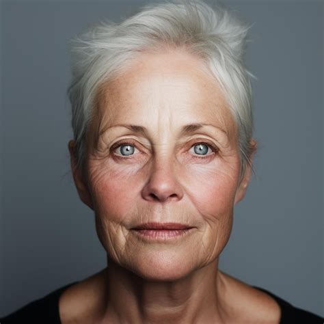 Premium Photo A Woman With Grey Hair And A Black Top And A Black