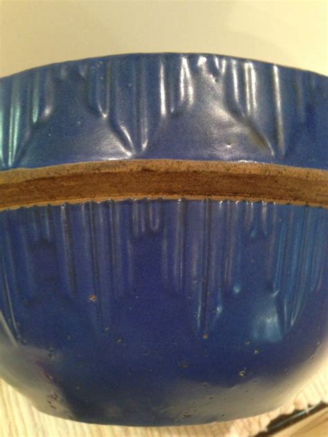 Vintage Blue Crock Stoneware BowlYellow | Etsy