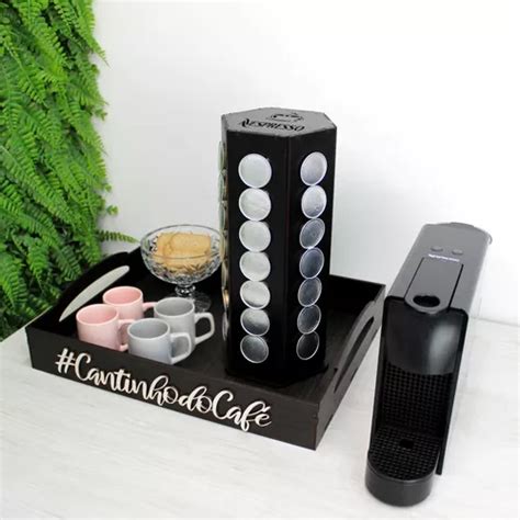 Porta Cápsula Nespresso Preta Kit C Bandeja Cantinho Café Frete grátis