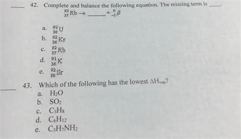 Solved Complete And Balance The Following Equation The Chegg