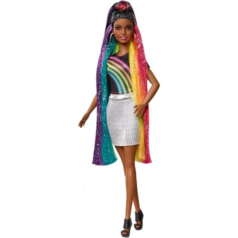 Barbie Rainbow Sparkle Hair Doll, Brunette, with Accessories - Walmart ...