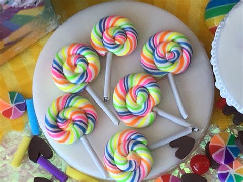 Rainbow Lollipops, Rainbow Candy Canes, Candies, Miniature, Fairy Gard ...