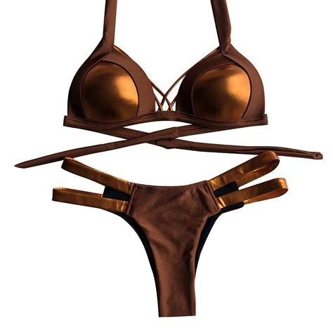 Gold Stamping Bikini Set Sexy Padded Women Swimsuit Push Up Summer