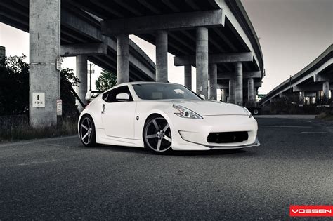 Astonishing White Nissan 370Z Perfectly Stanced on Vossen Rims — CARiD ...