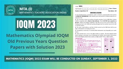 Mathematics Olympiad Ioqm Old Question Papers With Solution 2023