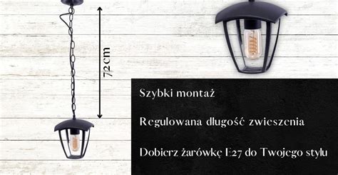 Lampa Ogrodowa Wisząca Fox Black 1Xe27