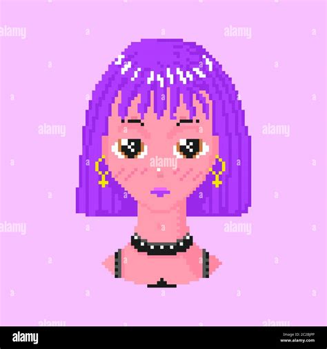 Anime Girl Pixel Art 8 Bit Objects Fashion Character Avatar Retro Game Assets Dreamy Video