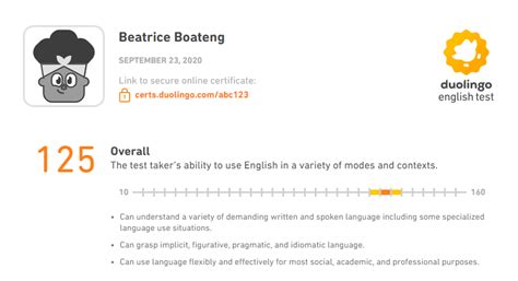 Duolingo English Test Certificate Sample Prntbl