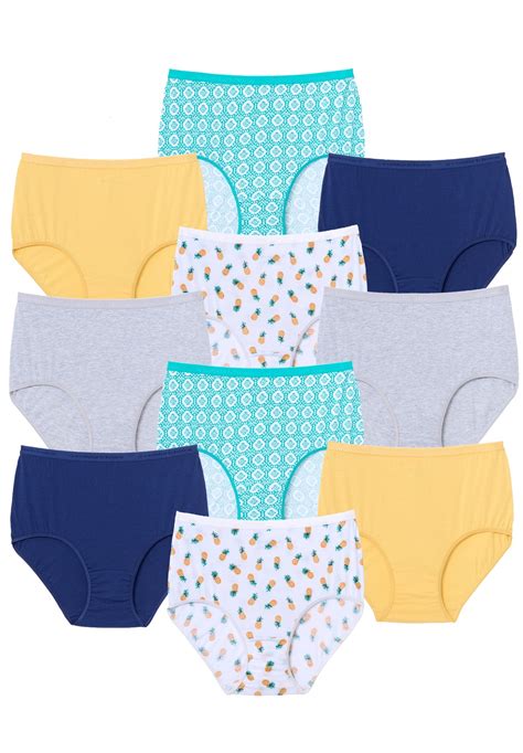 Comfort Choice Womens Plus Size Full Coverage Cotton Brief 10 Pack