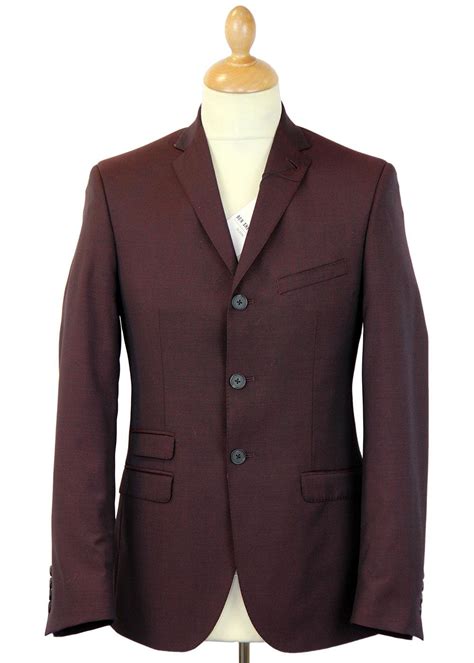 Ben Sherman Mens Button Mod Suit In Oxblood Tonic