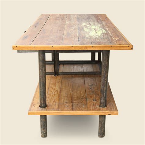 Wooden Industrial Table with Metal Drawers