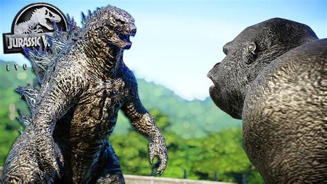 Godzilla Vs Kong In Jurassic World Jurassic World Evolution ゴジラ 2019 Mod Youtube