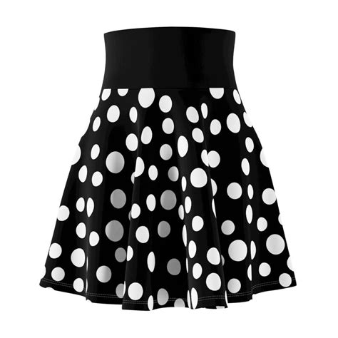 Polka Dot Women S Skater Skirt Polka Dot Skirt Black Etsy