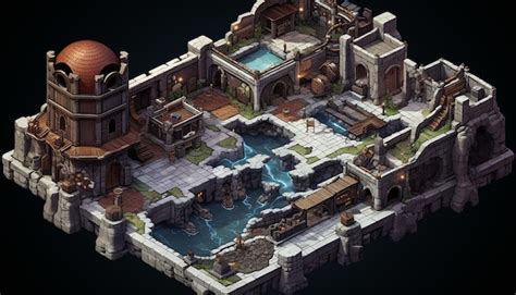 Premium Ai Image A Dungeons And Dragons Isometric Dungeon Map