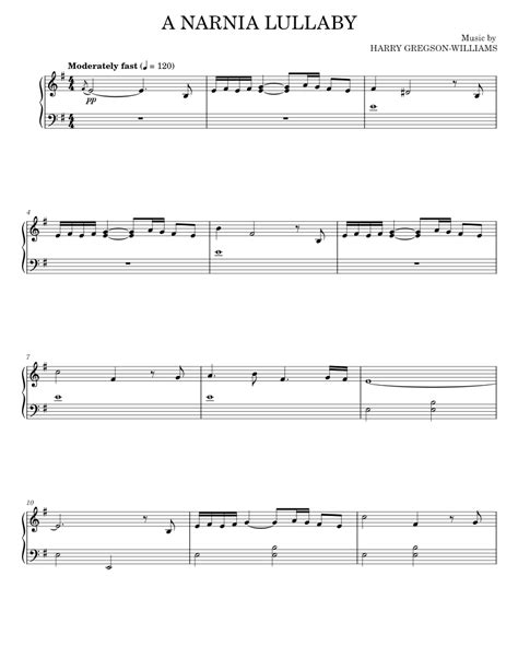 Play Official Version Of A Narnia Lullaby Sheet Music By Harry Gregson