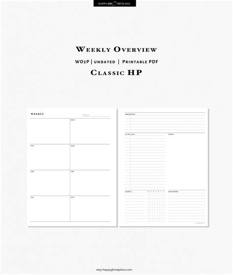 Weekly Planner Printable Classic Happy Planner Inserts Etsy