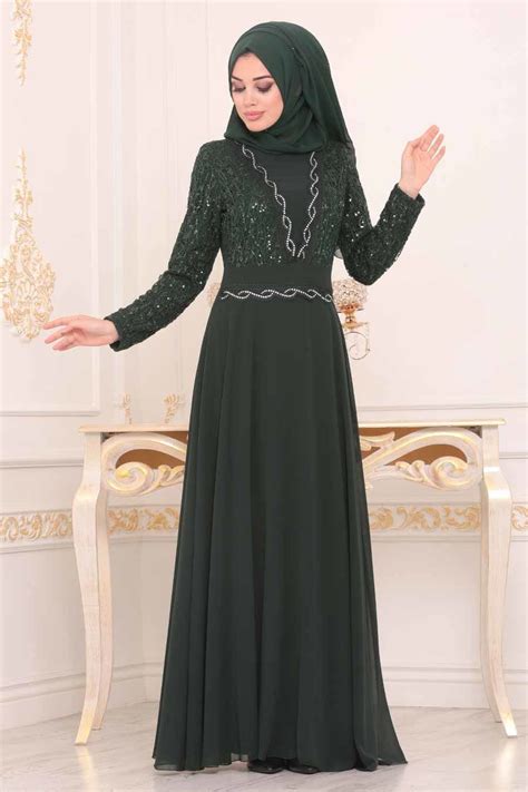 Neva Style Pul Payetli Ye Il Tesett R Abiye Elbise Y Hijab Dress