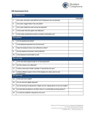 Fillable Online Qcompliance Co DSE Assessment Form Quantum Compliance