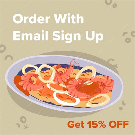 Premium Vector | Order with email sign up served seafood vector